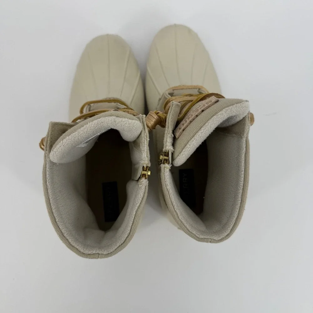 Sperry Saltwater Duck Boots Womens Size 10 Beige‎ Excellent Water Resistant Zip